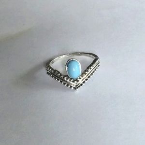 1 LEFT TURQUOISE SIZE 5 POLISHED SILVER CHEVRON NEW SIZE 5 FASHION RING